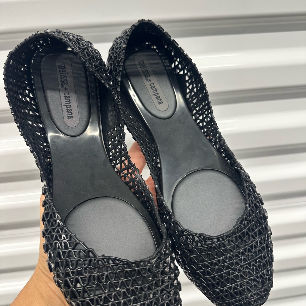 Melissa Women's Black Campana Zig Zag Flats - Picture 4 of 4